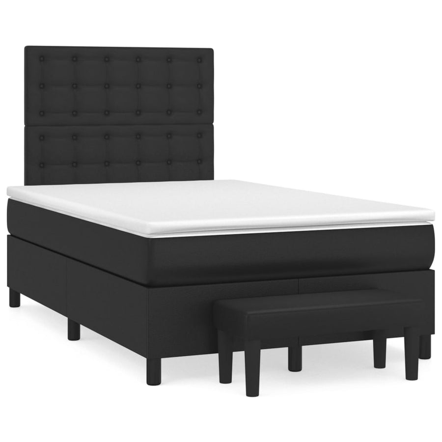 Boxspring met matras kunstleer zwart 120x190 cm 120 x 190 cm Zwart