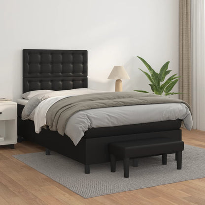 Boxspring met matras kunstleer zwart 120x190 cm 120 x 190 cm Zwart