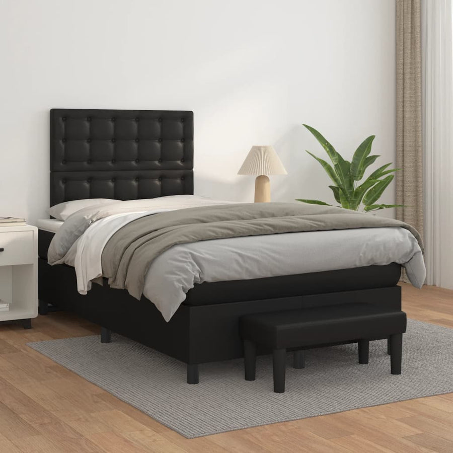 Boxspring met matras kunstleer zwart 120x190 cm 120 x 190 cm Zwart