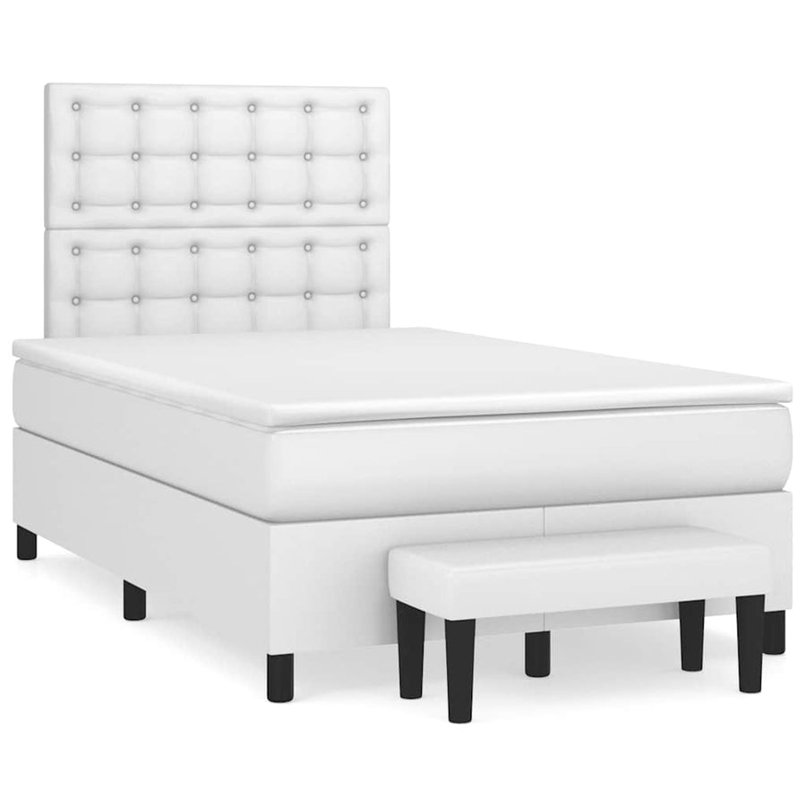 Boxspring Met Matras Kunstleer 120 x 190 cm Wit