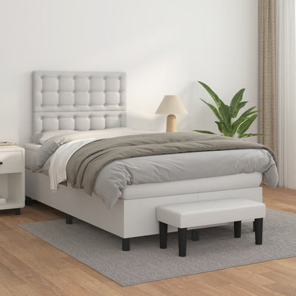 Boxspring Met Matras Kunstleer 120 x 190 cm Wit