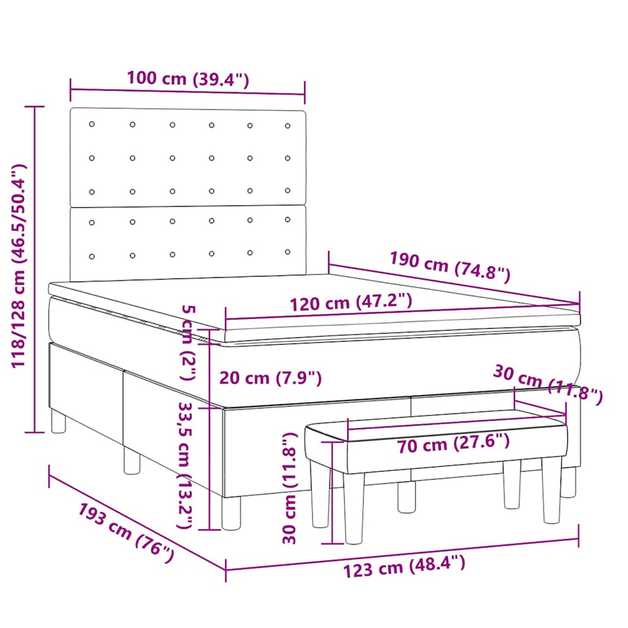 Boxspring Met Matras Kunstleer 120 x 190 cm Wit