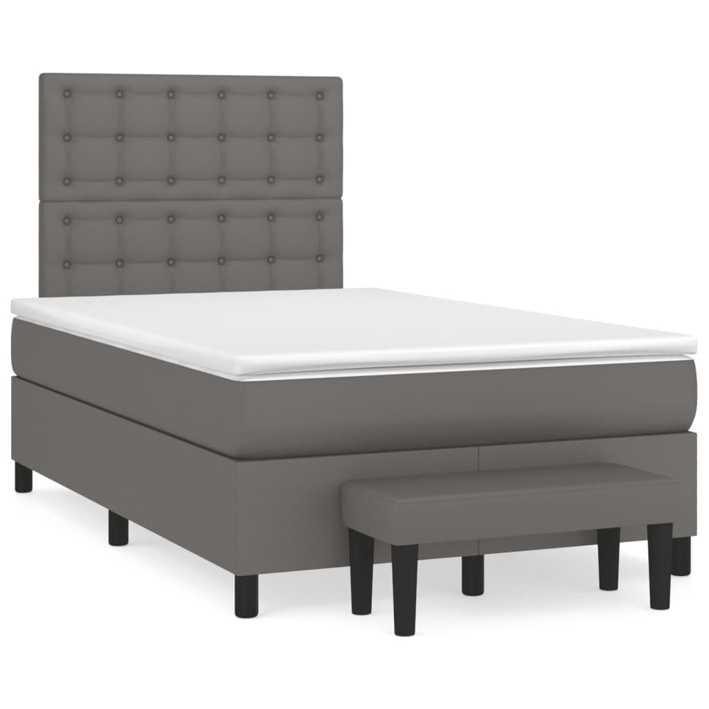 Boxspring met matras kunstleer grijs 120x190 cm 120 x 190 cm Grijs