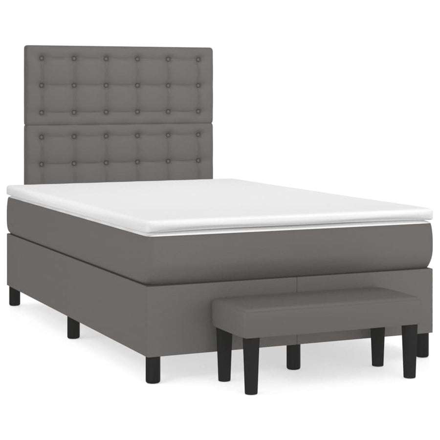 Boxspring met matras kunstleer grijs 120x190 cm 120 x 190 cm Grijs