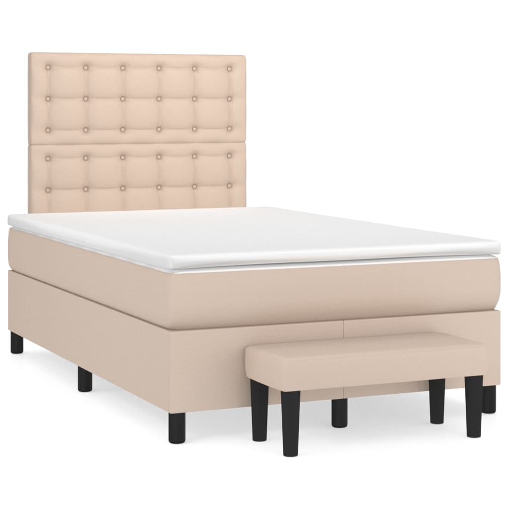 Boxspring met matras kunstleer cappuccinokleurig 120x190 cm