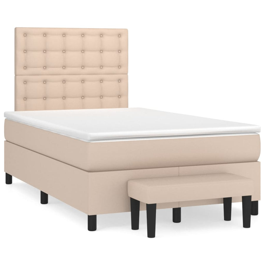 Boxspring met matras kunstleer cappuccinokleurig 120x190 cm
