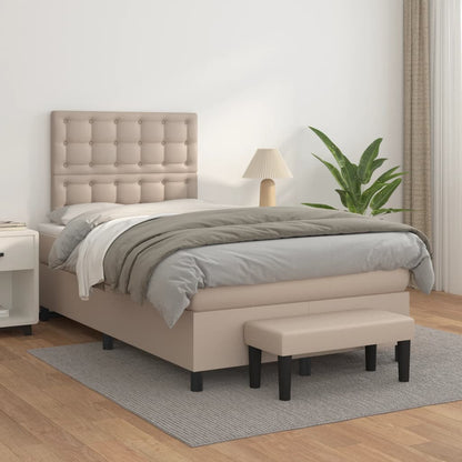 Boxspring met matras kunstleer cappuccinokleurig 120x190 cm