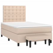 Box spring bed with mattress faux leather cappuccino-coloured 120x190 cm