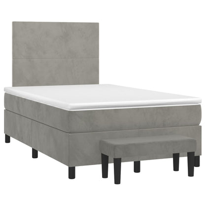 Boxspring met matras fluweel lichtgrijs 120x190 cm