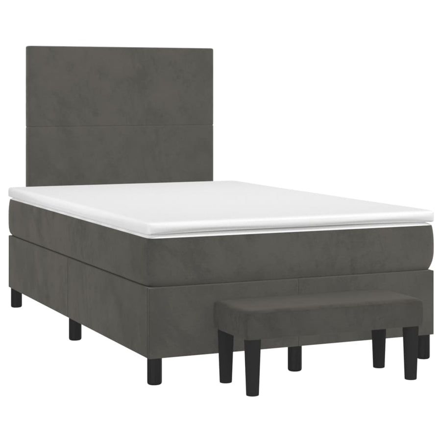 Boxspring met matras fluweel donkergrijs 120x190 cm