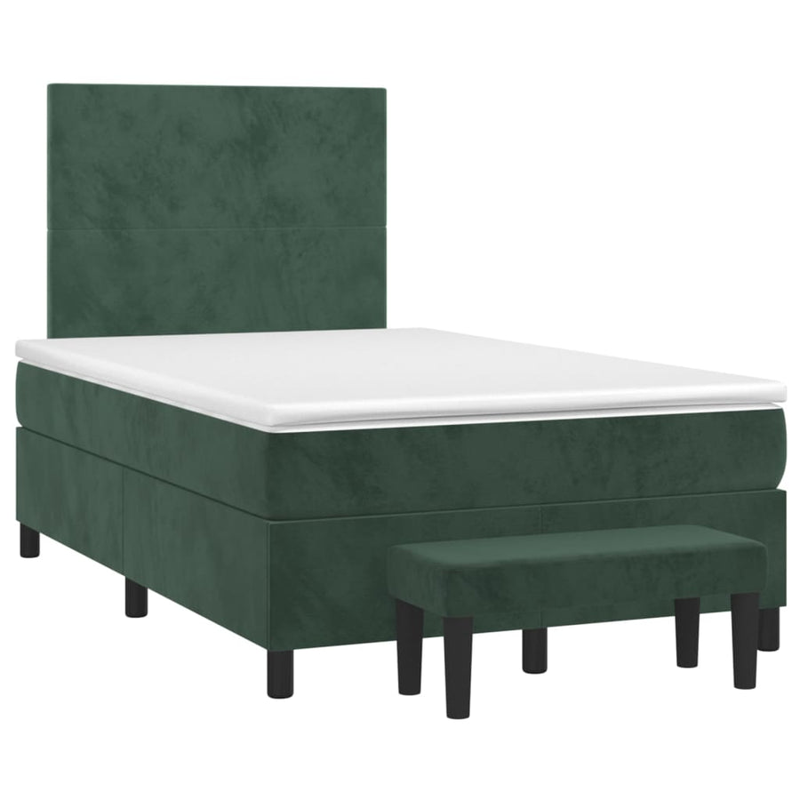 Boxspring met matras fluweel donkergroen 120x190 cm