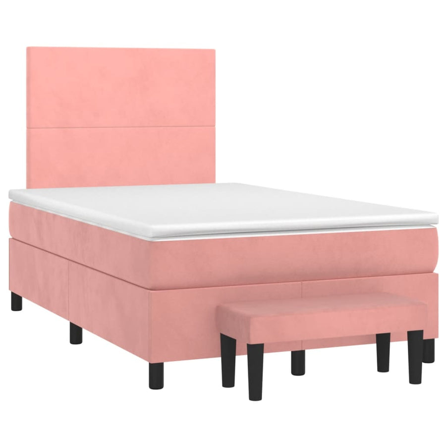 Boxspring met matras fluweel roze 120x190 cm