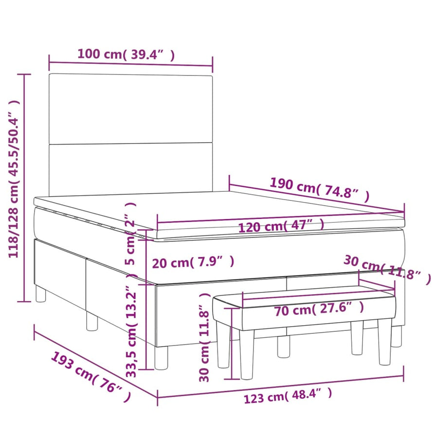 Boxspring met matras fluweel roze 120x190 cm