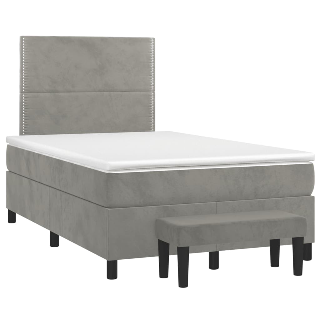 Boxspring met matras fluweel lichtgrijs 120x190 cm