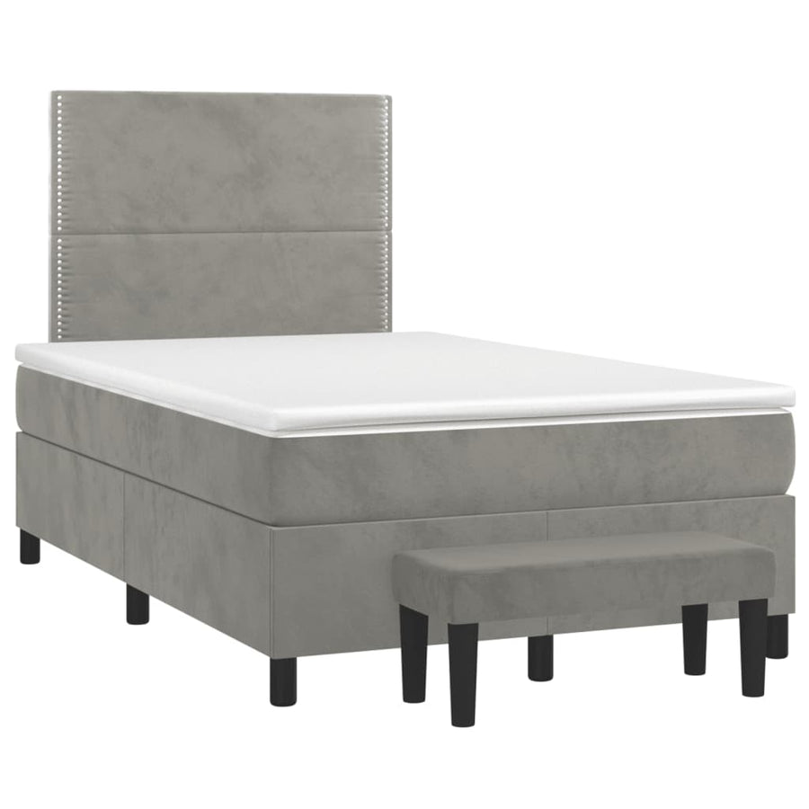 Boxspring met matras fluweel lichtgrijs 120x190 cm