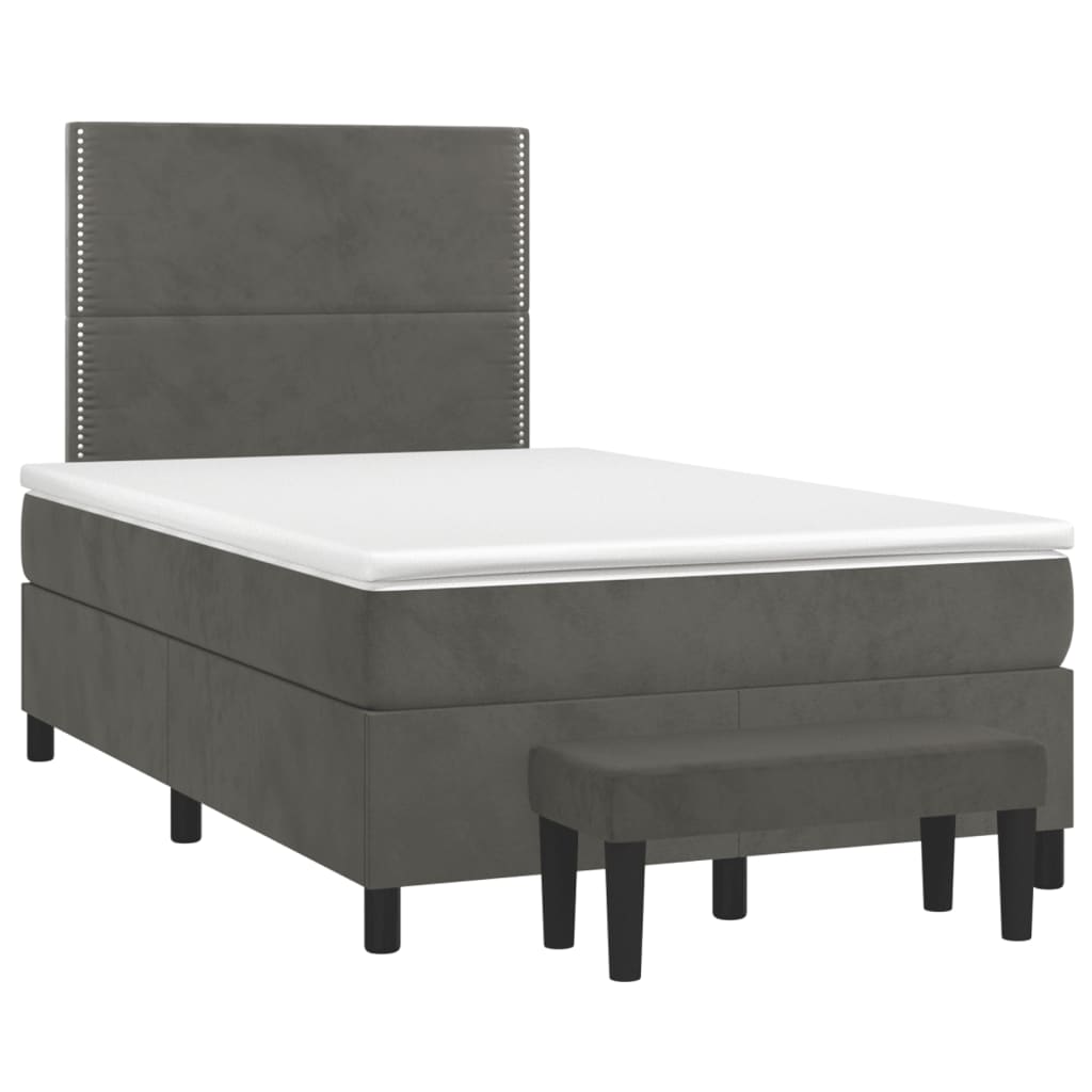Boxspring met matras fluweel donkergrijs 120x190 cm