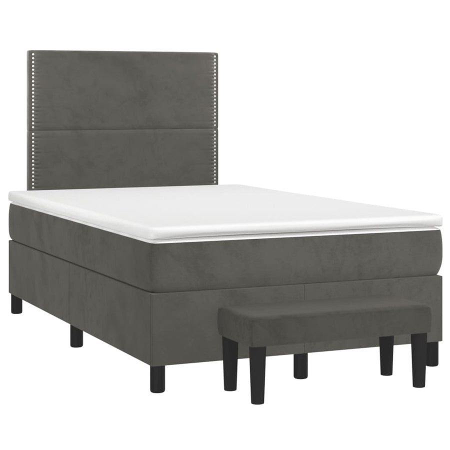 Boxspring met matras fluweel donkergrijs 120x190 cm