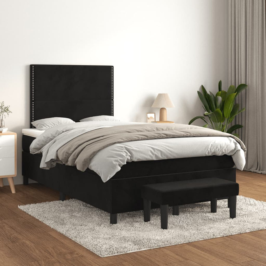 Boxspring met matras fluweel zwart 120x190 cm