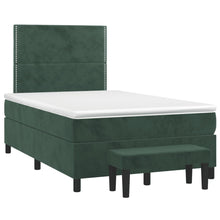 Boxspring met matras fluweel donkergroen 120x190 cm