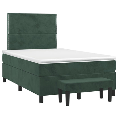Boxspring met matras fluweel donkergroen 120x190 cm