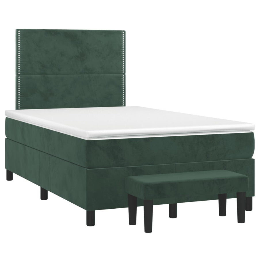 Boxspring met matras fluweel donkergroen 120x190 cm