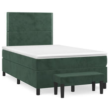 Boxspring met matras fluweel donkergroen 120x190 cm