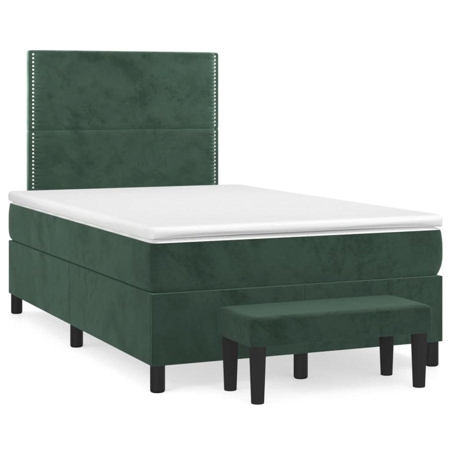 Boxspring met matras fluweel donkergroen 120x190 cm
