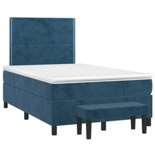 Boxspring met matras fluweel donkerblauw 120x190 cm