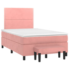 Boxspring met matras fluweel roze 120x190 cm
