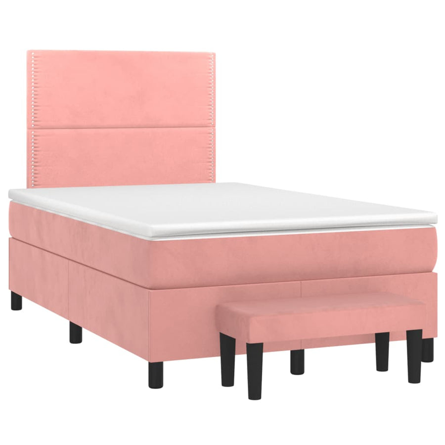 Boxspring met matras fluweel roze 120x190 cm