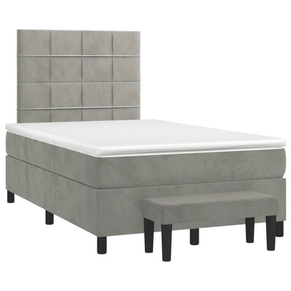 Boxspring met matras fluweel lichtgrijs 120x190 cm