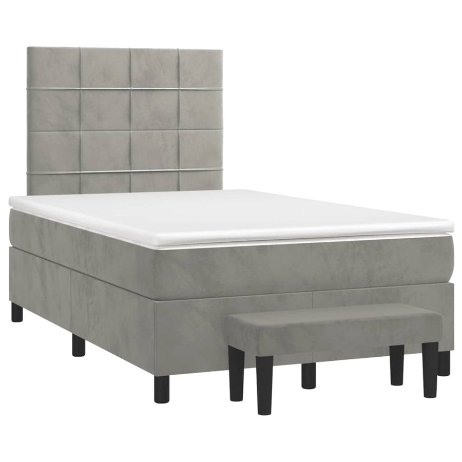 Boxspring met matras fluweel lichtgrijs 120x190 cm
