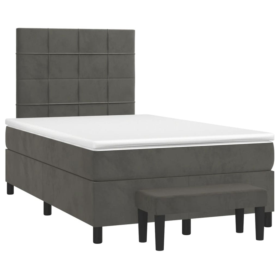 Boxspring met matras fluweel donkergrijs 120x190 cm