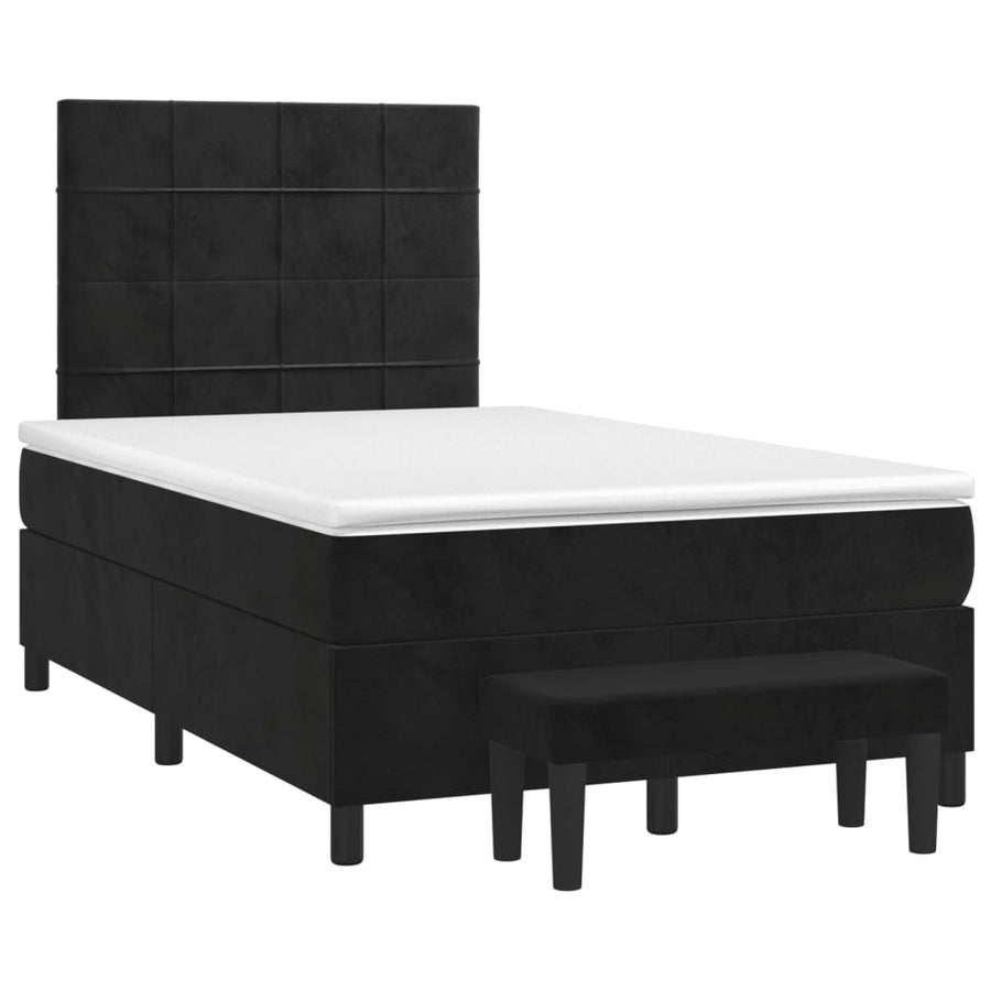 Boxspring met matras fluweel zwart 120x190 cm