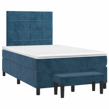Boxspring met matras fluweel donkerblauw 120x190 cm