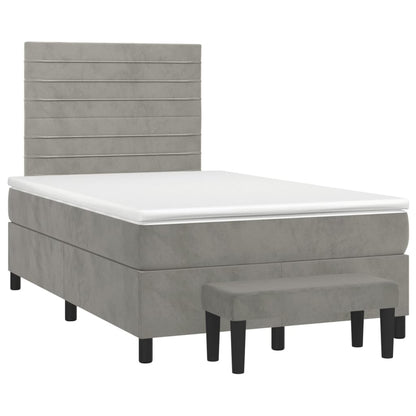 Boxspring met matras fluweel lichtgrijs 120x190 cm