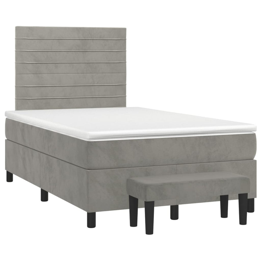 Boxspring met matras fluweel lichtgrijs 120x190 cm