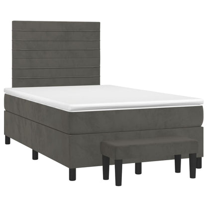 Boxspring met matras fluweel donkergrijs 120x190 cm
