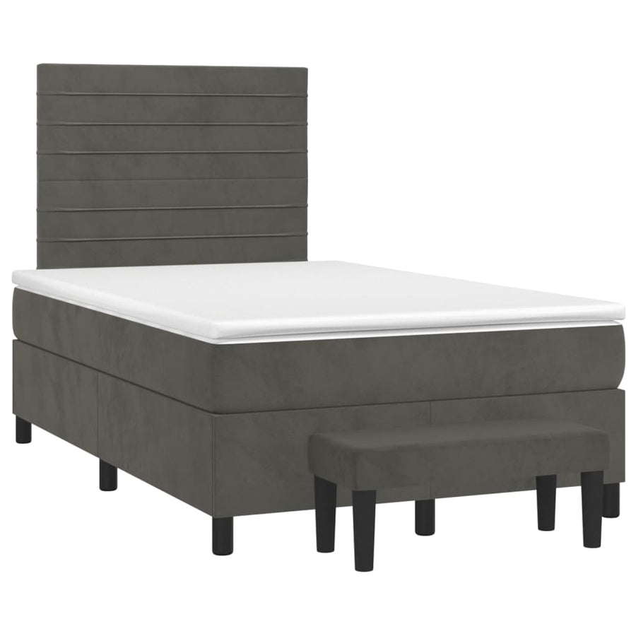 Boxspring met matras fluweel donkergrijs 120x190 cm