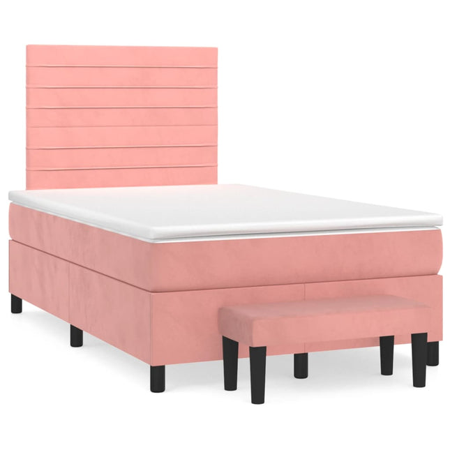 Boxspring met matras fluweel roze 120x190 cm