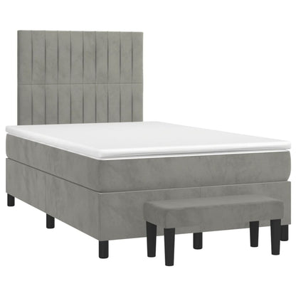 Boxspring met matras fluweel lichtgrijs 120x190 cm