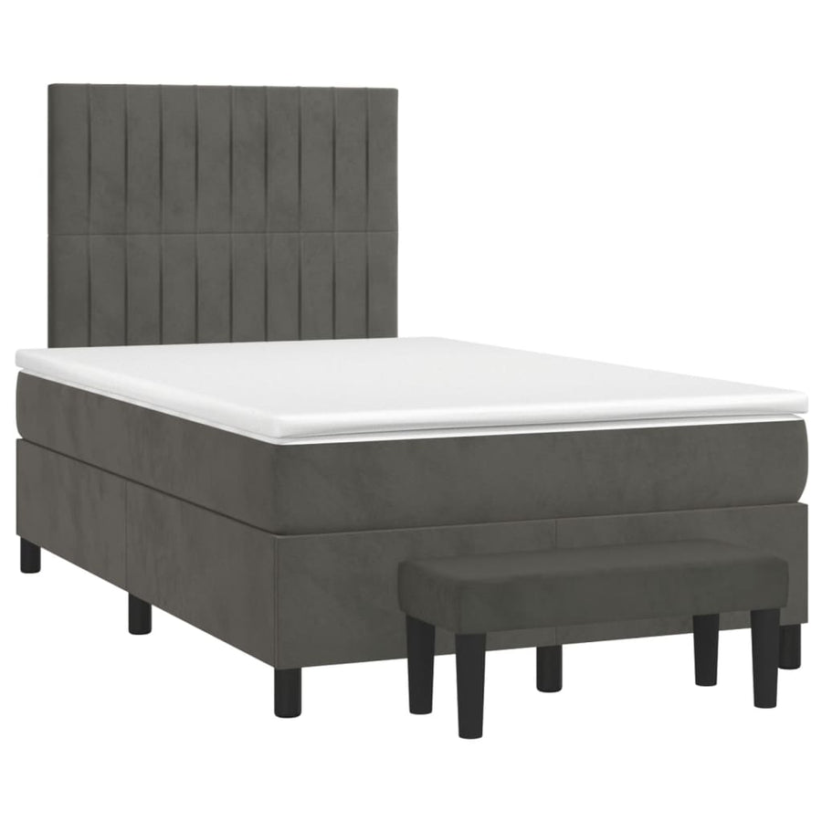 Boxspring met matras fluweel donkergrijs 120x190 cm