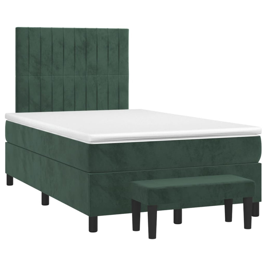 Boxspring met matras fluweel donkergroen 120x190 cm