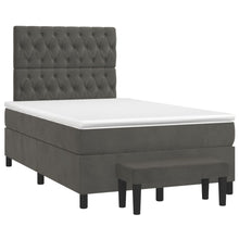 Boxspring met matras fluweel donkergrijs 120x190 cm