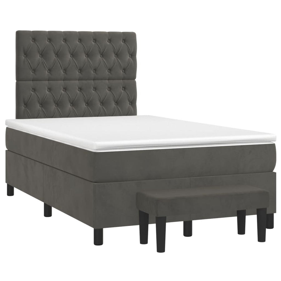 Boxspring met matras fluweel donkergrijs 120x190 cm