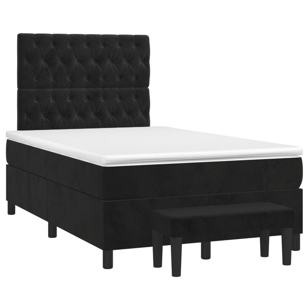 Boxspring met matras fluweel zwart 120x190 cm