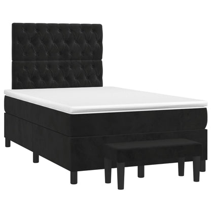 Boxspring met matras fluweel zwart 120x190 cm