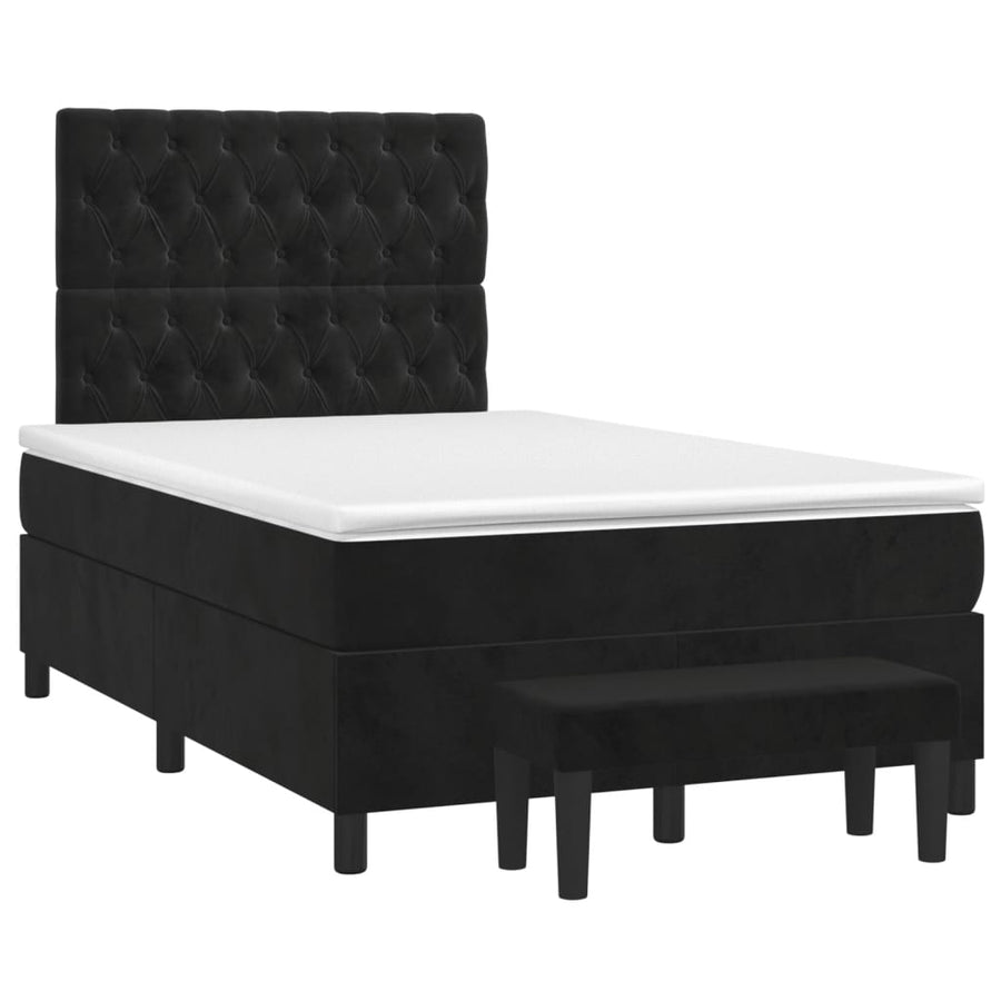 Boxspring met matras fluweel zwart 120x190 cm