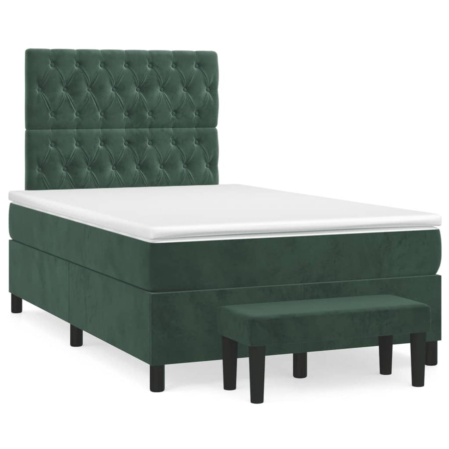 Boxspring met matras fluweel donkergroen 120x190 cm