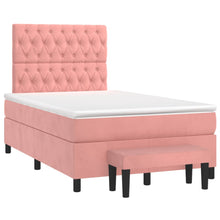 Boxspring met matras fluweel roze 120x190 cm